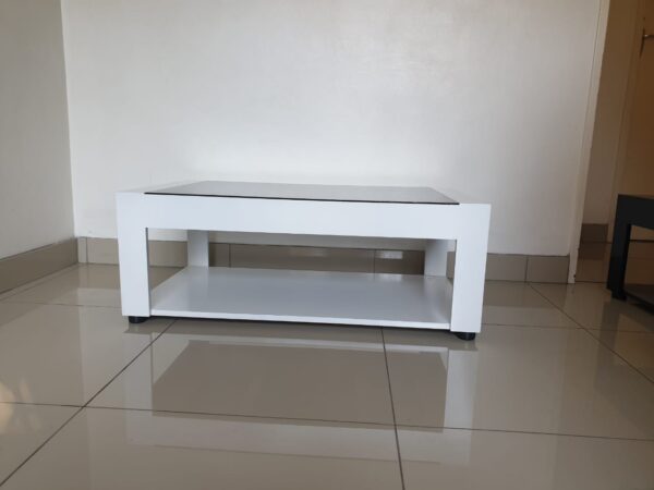 OL Coffee Table White & Black Glass Top - Image 3