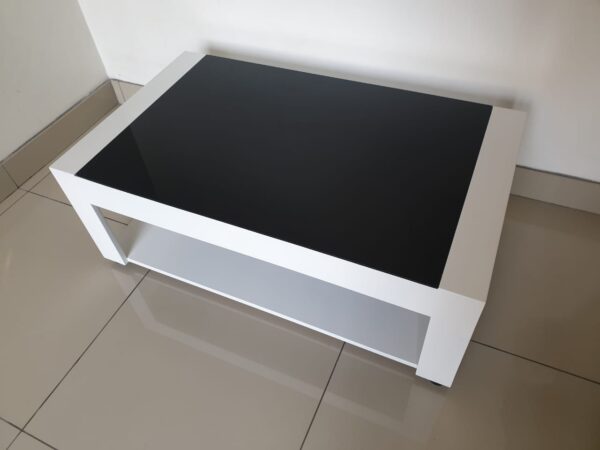 OL Coffee Table White & Black Glass Top